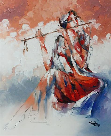 Young Lady Playing Flute Painting By Sajida Hussain Pixels