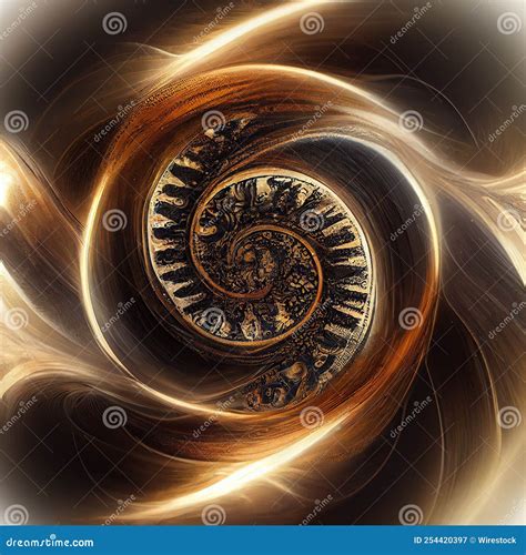 Infinity Time Spiral In Space Antique Old Clock Abstract Fractal