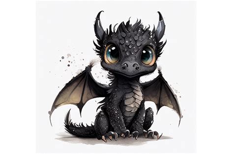 Cute Baby Black Dragon Png File Wall Art Graphic By Wangtemplates