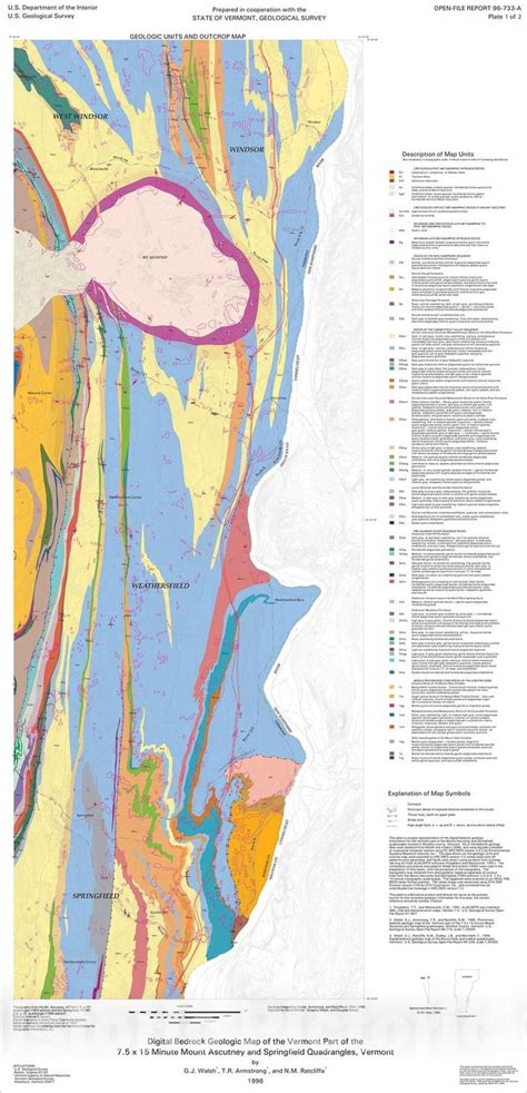 Map Digital Bedrock Geologic Map Of The Vermont Part Of The 75 X