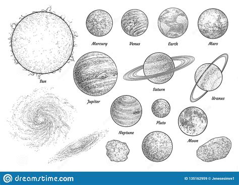 Este sistema solar interactivo en 3d y en tiempo real te lo permite. Ejemplo De La Sistema Solar, Dibujo, Grabado, Tinta, Línea ...