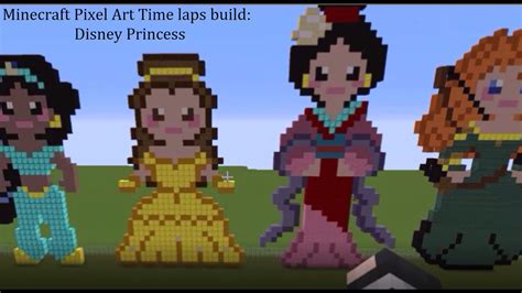 Minecraft Pixel Art Time Laps Build Disney Princess Youtube