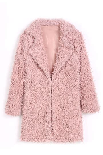 Pink Fluffy Longline Coat Us2995 Yoins