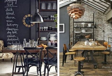 Salle à manger style industriel idée table suspension ...