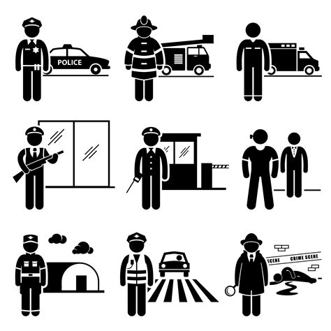 Public Safety And Security Jobs Occupations Careers 349962 Vector Art