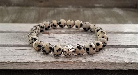 Dalmatian Jasper Bracelet Gemstone Bracelet Gift Tibetan Etsy