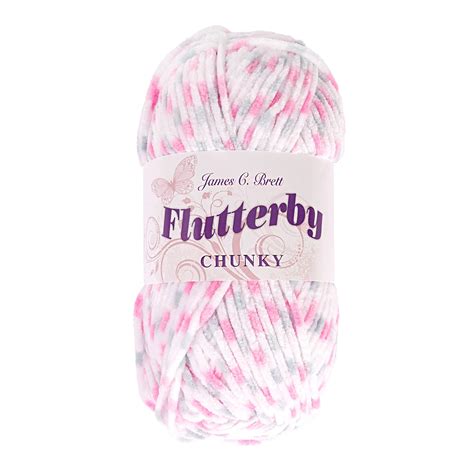 James C Brett Pink Grey And White Flutterby Chunky Yarn 100g Hobbycraft