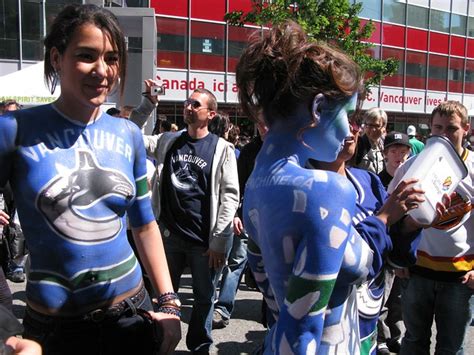 Topless Canucks Body Painted Fan Girls A Photo On Flickriver
