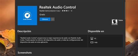 Realtek Audio Control Windows Store