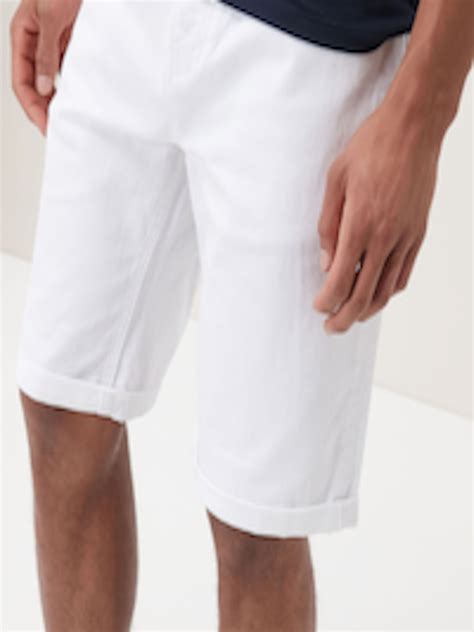 Buy Next Men White Solid Slim Fit Denim Shorts Shorts For Men 5864242 Myntra