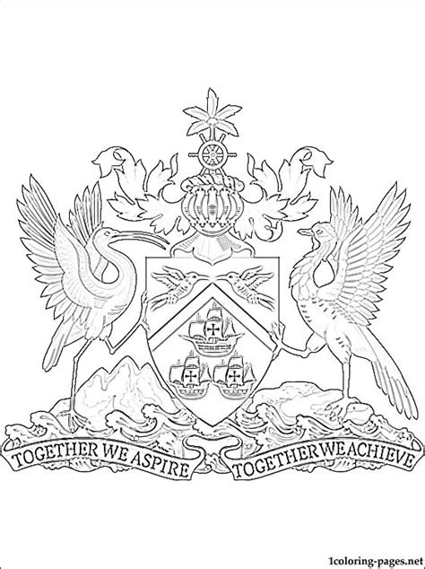 Trinidad And Tobago Coat Of Arms Coloring Page Coloring Pages Coat