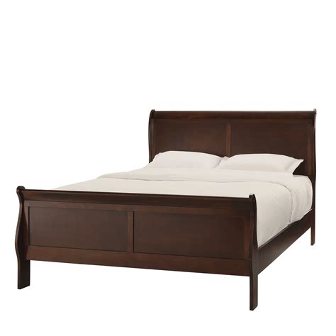 Weston Home Cherry Wood Finish Sleigh Full Bed Frame With High