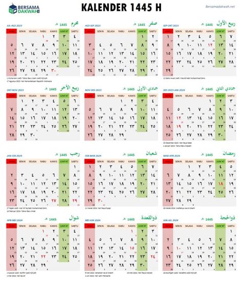 Kalender 1445 Hijriyah Dan Jadwal Hari Libur Nasional