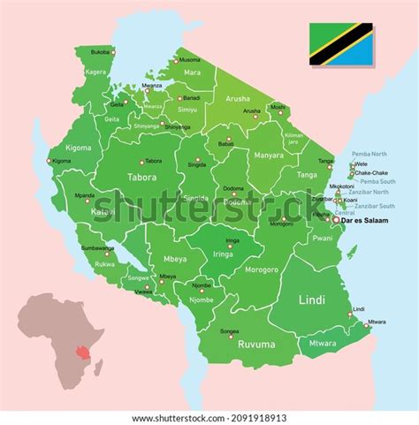 Vector Image Tanzania Regions Map Stock Vector Royalty Free