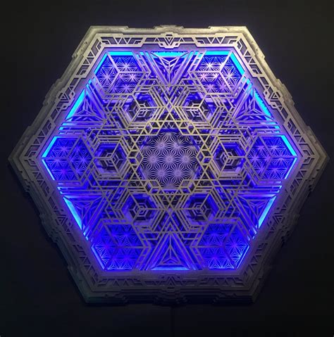 Wall Art Sacred Geometry Led Lamp Navi 5 Layers With Remote Control