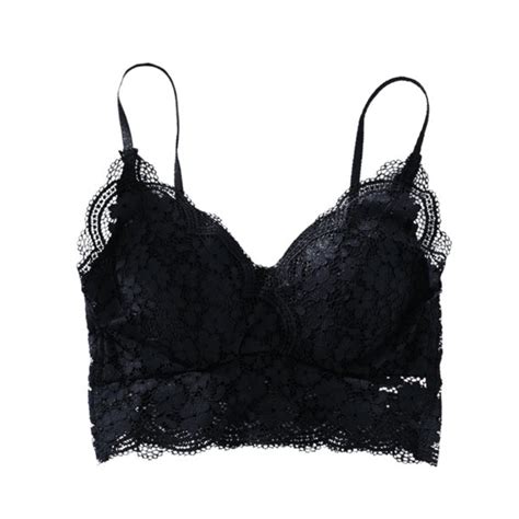 wisremt sexy lace crop tops women wireless bralette crochet top intimates bra with chest padded