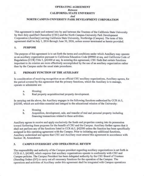operating agreement template   word  google