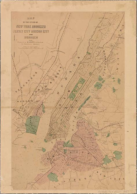Map Of The Cities Of New York Brooklyn Jersey City Hudson City