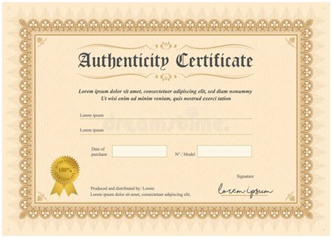 Certificate Of Authenticity Vector Illustration With Watermark And