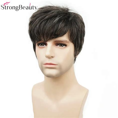 Strong Beauty Synthetic Short Men Wigs Natural Body Wave Heat Resistant