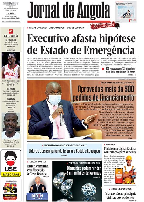 Jornal De Angola Sábado 07 De Novembro De 2020