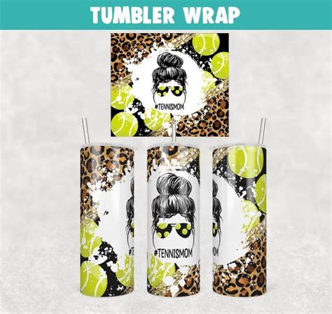 Tennis Mom Tumbler Wrap Templates 20oz Skinny Sublimation Design, PNG