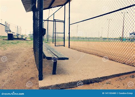 Baseball Dugout During Cold Day In Spring Season Stock Photo Image