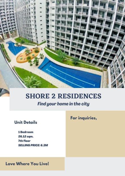 1 Bedroom Condominium Unit For Sale In Pasay City Metro Manila