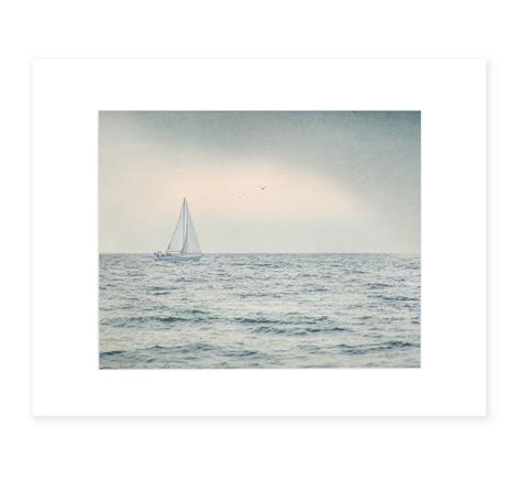 Picture Boat Sail Nautical Art Wall Coastal Grey Ocean Rain Into