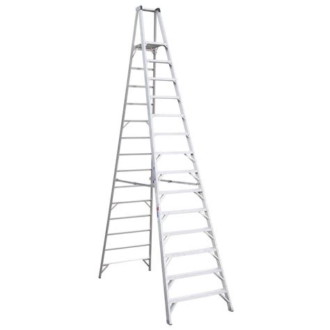 Werner 20 Ft Reach Aluminum Platform Step Ladder With 300 Lb Load