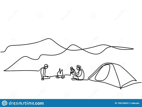 People Camping Hobby Spare Time Landing Page Template Set Male Female Characters Having Rest
