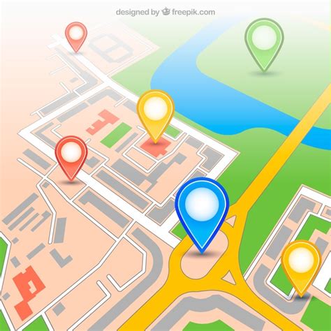 Urban Gps Map With Pins Vector Free Download