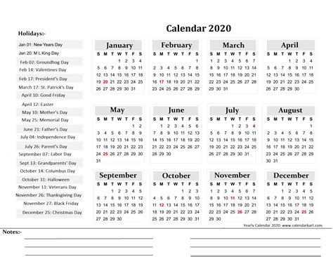 Usa federal holidays & celebrations calendar 2021. Free Printable 2020 Monthly Calendar With Holidays Usa