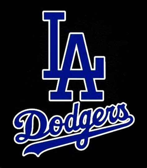 The Los Angeles Dodgers Logo Is Shown In Blue And White On A Black
