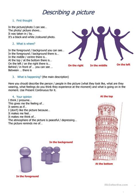 Describing A Picture Photo English Esl Worksheets English Test