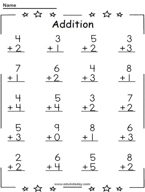 Math Worksheet Add 1 Digit Numbers