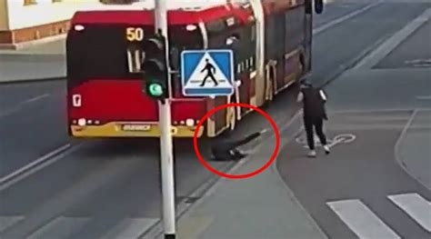 Cctv Video Shocking Moment When Bus Misses Girls Head By Inches When