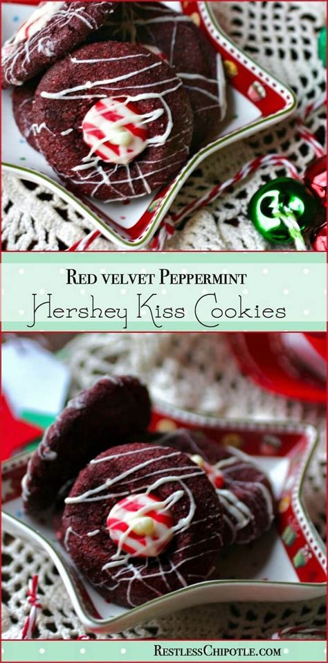Soft, chewy, and easy to make! Hershey Kiss Cookies: Holiday Red Velvet Peppermint | Recipe | Hershey kiss cookies, Kiss cookie ...