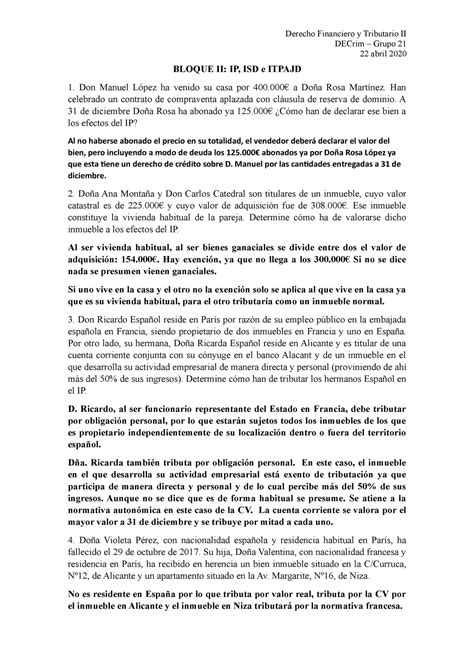 Decrim Repaso Bloque Ii Derecho Financiero Y Tributario Ii Decrim