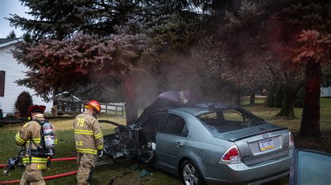 Photos Car Catches On Fire After Three Vehicle Accident On Broadway