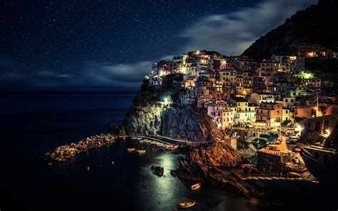 Wallpaper Landscape Colorful Sea City Cityscape Italy Night