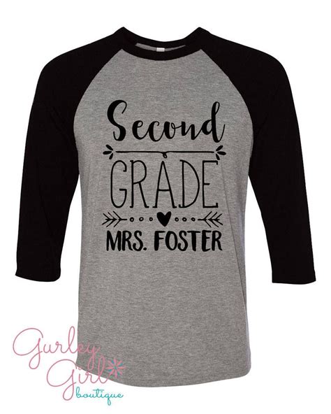 Personalized Second Grade Teacher Shirt Graphic Baseball 34 Etsy