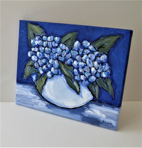 Original Blue Hydrangeas Acrylic Still Life Painting 14 Etsy