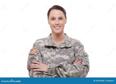 Happy Female Army Soldier Stock Image Image Of Adult 32010939