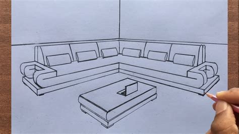 How To Draw A Sofa Set In 2 Point Perspective Step By Step Youtube