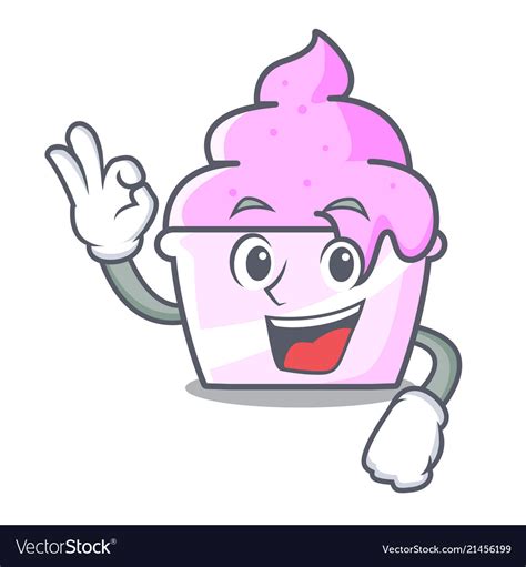 Okay Ice Cream Paper Cup Character Cartoon Vector Image
