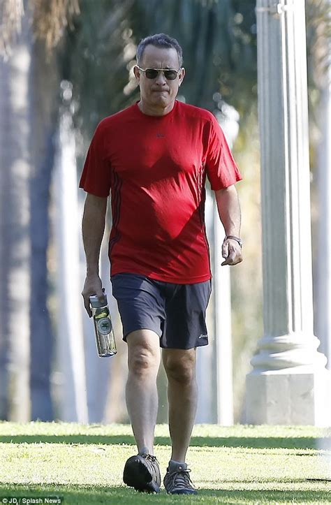 Tom Hanks Works Up A Sweat As He Exercises In Downtown Santa Monica