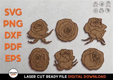 Roses Laser Cut File Svg And More Glowforge Ready Rose Etsy