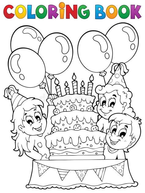 Coloring Book Kids Party Theme 2 Stock Vector Illustration Of Drawing