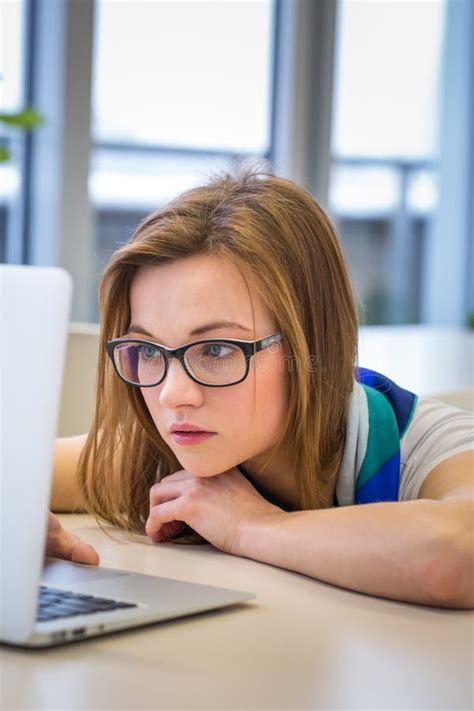 Pretty Female College Student In A Library Stock Photo Image Of